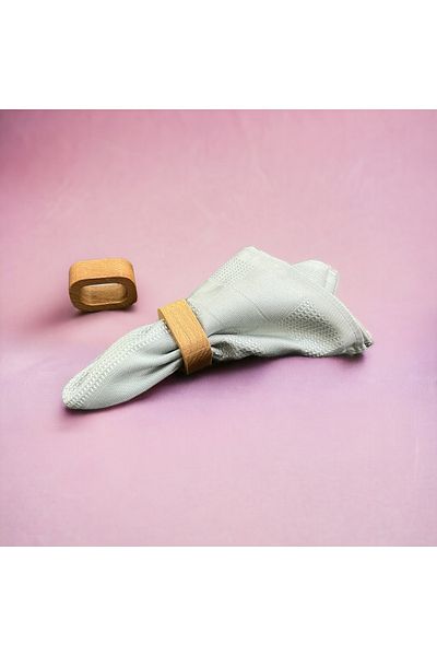 WOODVİVE Wooden Napkin Ring 6 Pieces - Beech - S013