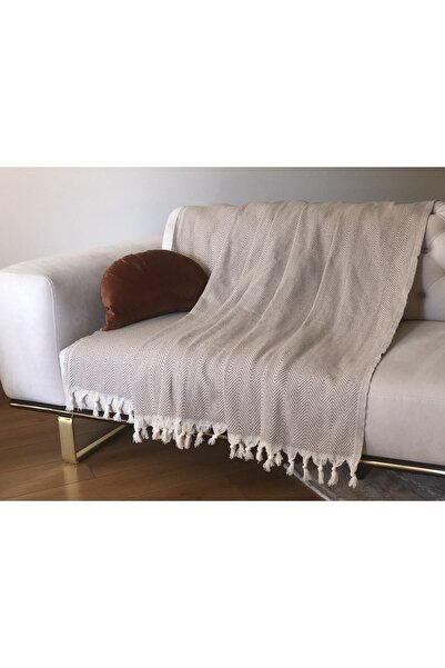 Koza Mix towel Husă de canapea bej cu model picior de gală maro lapte 180 X 210 cm bidirecțională