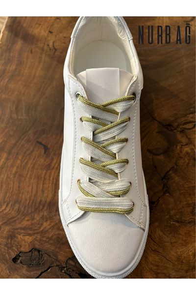 NURBAĞ DOKUMA SPORTS SHOES WHITE GOLD SILVERY LACE-UP BS77 1 PAIR 90 CM