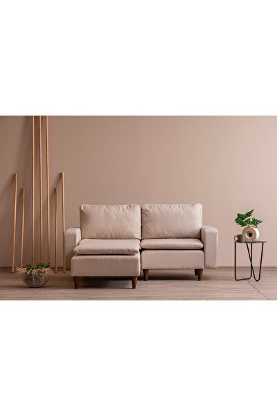 Pafu Lungo Modüler Mini Köşe Koltuk Takımı L Koltuk - Krem Keten