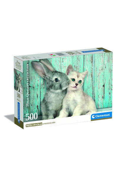 CLEMENTONI Puzzle HQC Kedi&Tavşan+Poster 500 Parça