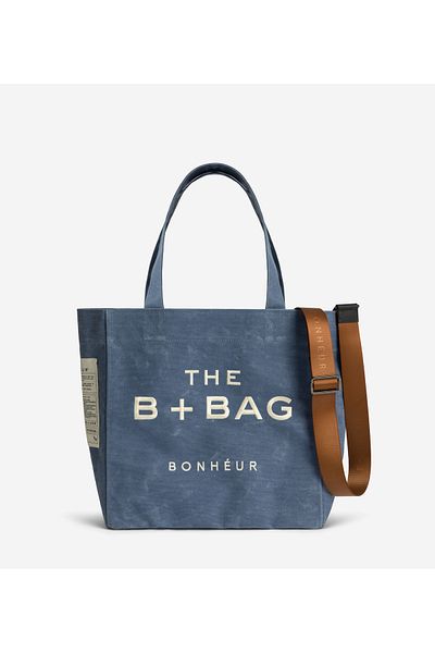 Bonheur Canvas Parisian Blue Medium Tote Bag