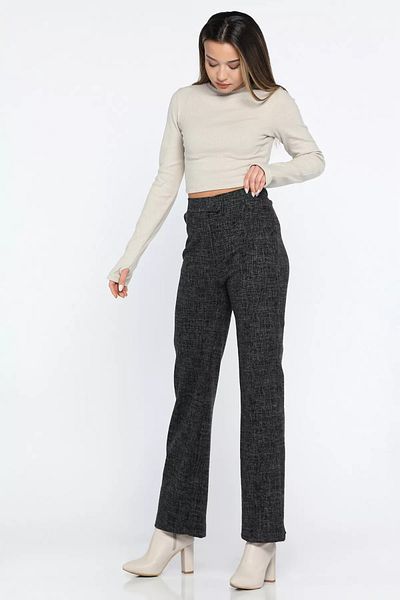 GÜLSELİ Anthracite Women's Winter Butterfly Patterned Waist Velcro Palazzo Pants