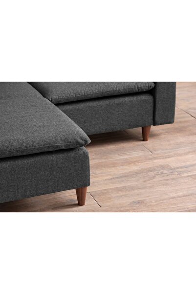 Pafu Lungo Modüler Mini Köşe Koltuk Takımı L Koltuk - Koyu Gri Keten