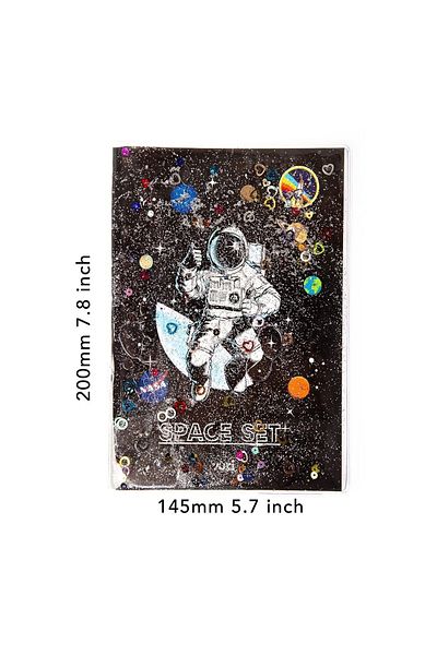 VUKİ Patterned A5 Notebook with Glitter and Watery Cover