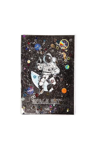 VUKİ Patterned A5 Notebook with Glitter and Watery Cover