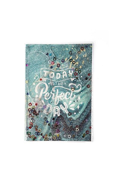 VUKİ Patterned A5 Notebook with Glitter and Watery Cover