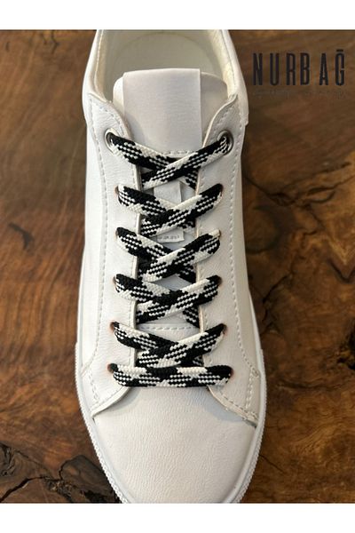 NURBAĞ DOKUMA Sports Shoes Black White Transitional Laces 1 Pair 90 Cm Bs01