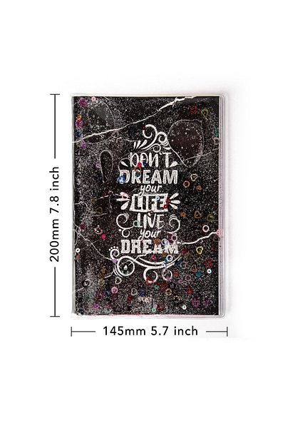 VUKİ Patterned A5 Notebook with Glitter and Watery Cover