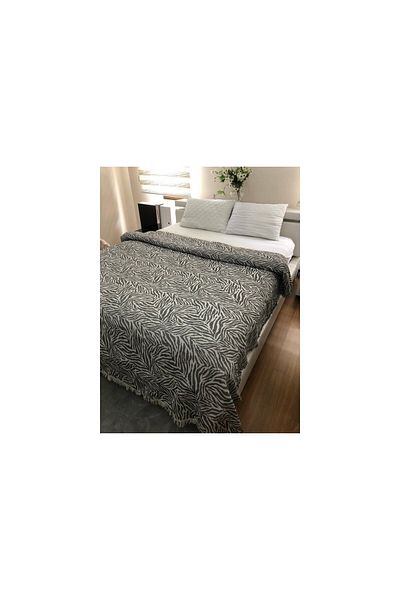 Koza Mix towel Multi-Purpose Cotton Cover Pique Bedspread Sofa Bed Zebra Black 240x220cm