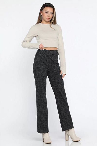 GÜLSELİ Anthracite Women's Winter Butterfly Patterned Waist Velcro Palazzo Pants