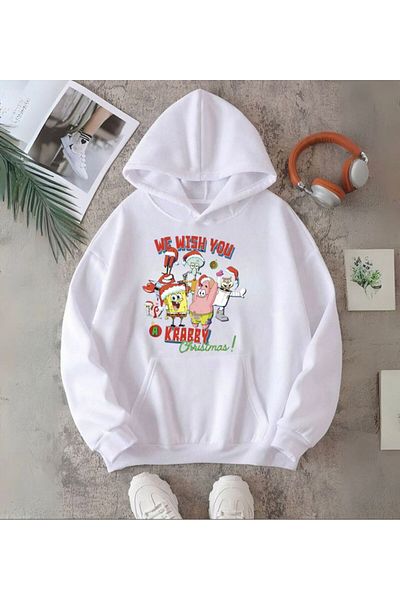 Touz Moda Φούτερ SpongeBob Merry Christmas με στάμπα με κουκούλα