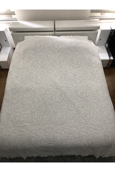 Koza Mix towel Çok Amaçlı Pamuklu Örtü Pike Yatak Örtüsü Çekyat Zebra Gri 240x220cm