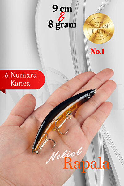 NELİEL 9cm 8gr Minnow, SAHTE Yem, Rapala,Maket Balık, Levrek, Çupra, Kefal, T...