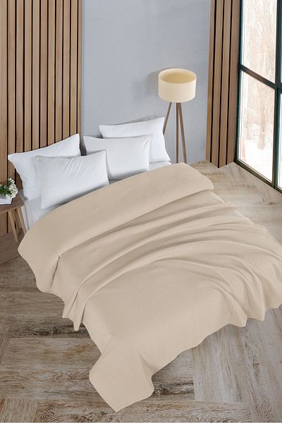 Evim Cotton Honeycomb Ecru Multi-Purpose Bedspread Single - 160X230 cm