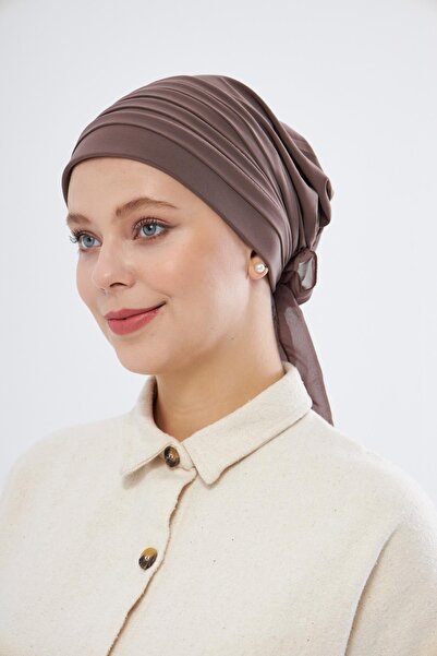 HÜRREMBONE SARAYDAN GELEN GÜZELLİK Vizon Pratik Hazır Geçmeli Tesettür Bone S...