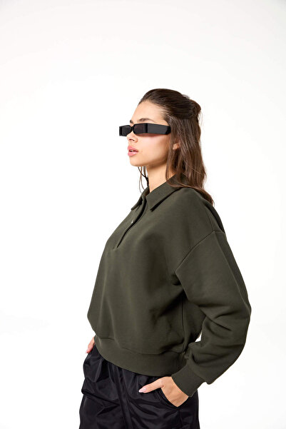 Evermade Polo Yaka Düğme Detaylı Lastikli Sweatshirt