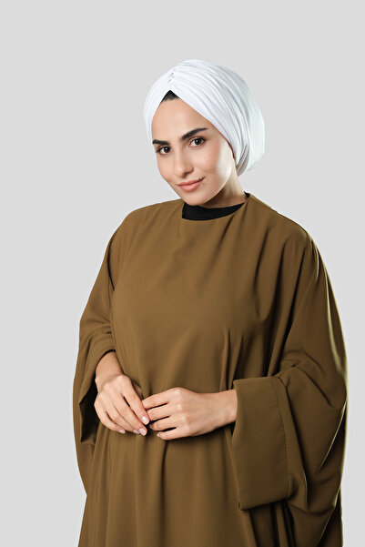 HÜRREM BONE Λευκό ντραπέ Casual Hijab Bonnet Sandy Gathered 2315_42