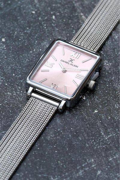 Daniel Klein Dke.1.10741 Rectangular Case Straw Cord Minimal Design Women's Wristwatch