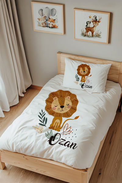 Lilabio İsme Özel Tek Kişilik %100 Pamuk Nevresim Takımı (160x220 cm) Sevimli...