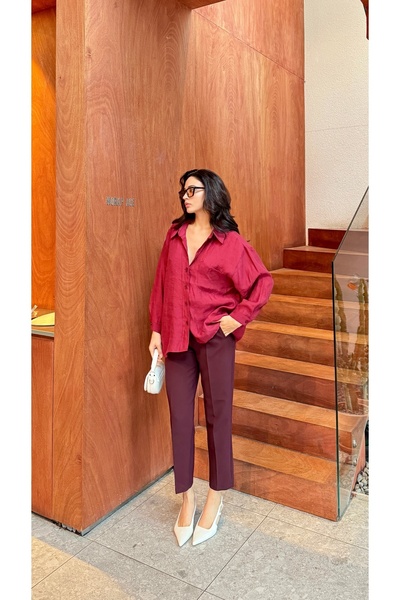 Serica Moda Pantaloni morcovi cu dungi