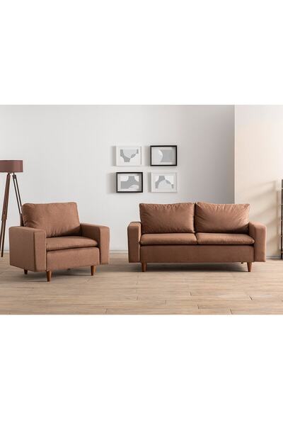 Pafu Lungo Modüler Koltuk Takımı Keten Açık Kahverengi