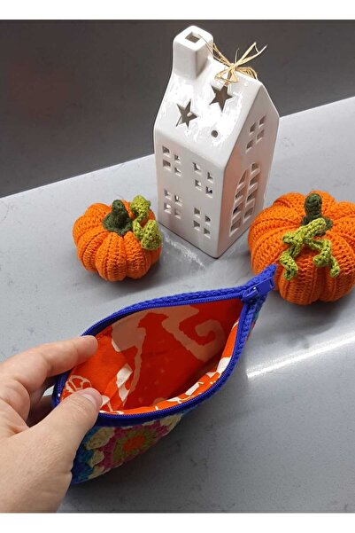 Tasarım El Örgüsü Motifli Astarlı Mini Cüzdan