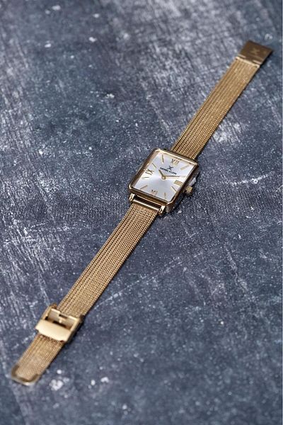 Daniel Klein Dke.1.10741 Rectangular Case Straw Cord Minimal Design Women's Wristwatch