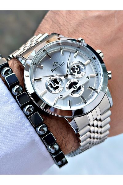 Bentini Men's Watch with Special Bombed Glass Function
