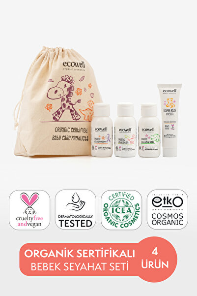 Ecowell Bebek Seyahat Seti - Organik Sertifikalı - 4 Ürün
