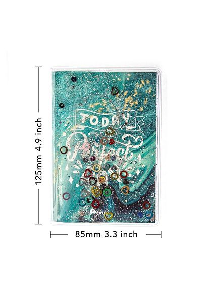 VUKİ Glittery and Watery Covered Patterned Mini Notebook with Colorful Pages