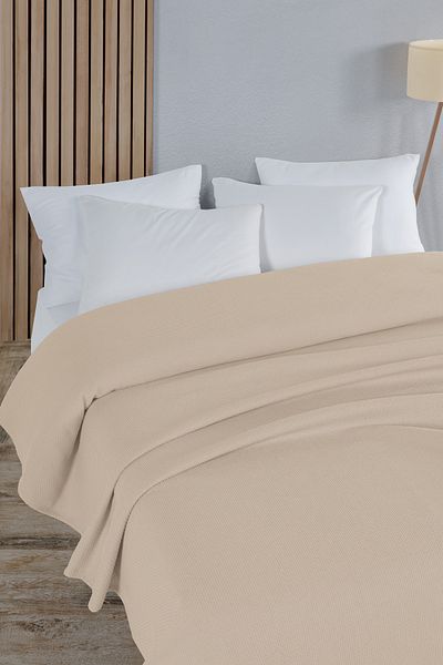 Evim Cotton Honeycomb Ecru Multi-Purpose Bedspread Single - 160X230 cm