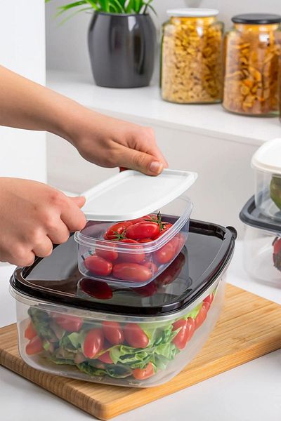 Porsima 1173 6-Piece Rectangular Plastic Storage Container - Multi-Purpose Food Food Storage Container Set