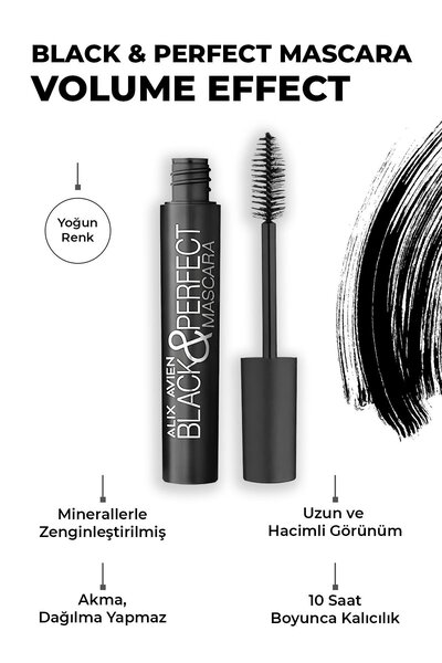 Alix Avien Black & Perfect Mascara - Hacim Veren Etkisiyle Kıvrımlı Kirpikler