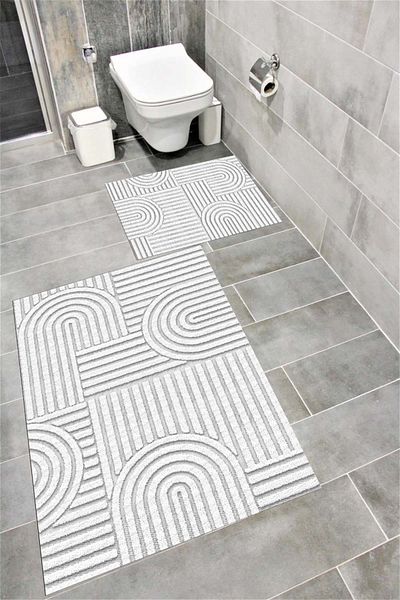 Bordo Halı Absorbant de apă Talpă moale anti-alunecare Bumbac căptușit cu burete Textura lavabilă Covoraș decorativ pentru baie