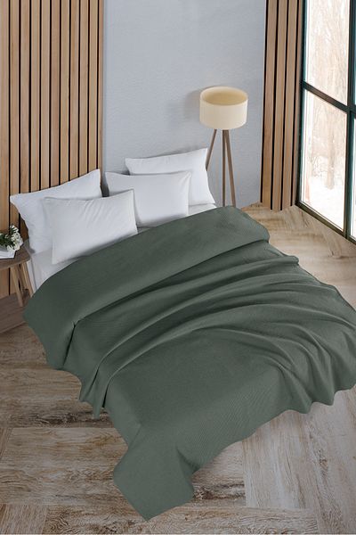 Evim Cotton Honeycomb Green Multi-Purpose Bedspread Single - 160X230 cm