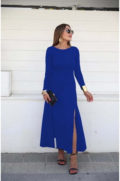 Kokosh moda Γυναικείο μακρυμάνικο ελαφρύ φόρεμα βισκόζης με λαιμόκοψη σε όλο το μήκος