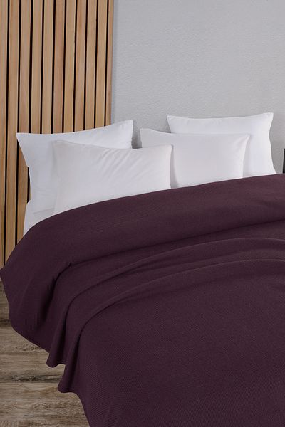 Evim Cotton Honeycomb Dark Claret Red Star Single Bedspread - 160X230Cm