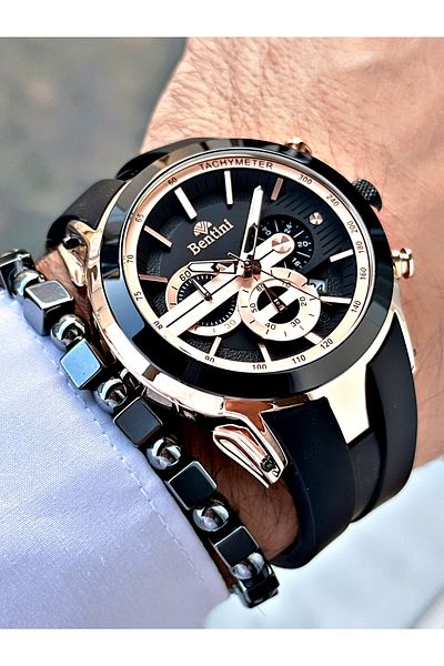 Bentini Bentini Slicon Cord Men's Watch with Bracelet Gift