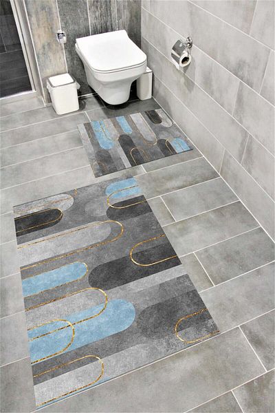 Bordo Halı Absorbant de apă, moale, anti-alunecare, căptușită cu burete, textura de bumbac, covoraș decorativ lavabil pentru baie 1132