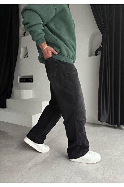 DENİM ESPİRİ Siyah Yıkamalı Baggy Kot Pantolon UNİSEX