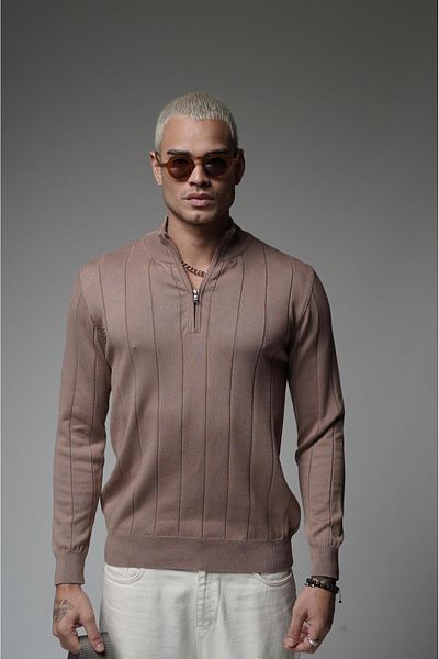Butik ТРЕНДИРАН WE Плетено яке с половин цип и стандартна кройка