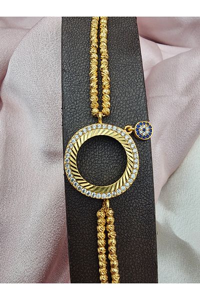 IŞILDAGOLD Quarter Evil Eye Beaded Dorica Bracelet (22 K Gold Plated)