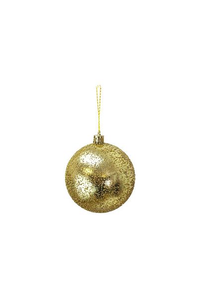 Parti Adresi Christmas Ball Boxed Pine Tree Ornaments Spray Patterned Gold 8 cm 16 Pcs