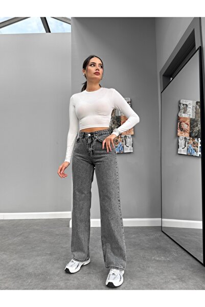 ESRAHELVACI Γκρι ίσιο παντελόνι Orj Jean