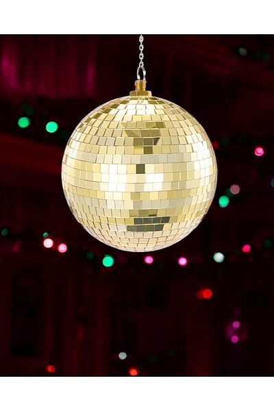 Parti Adresi 25 cm Decor Ornamental Gold - Christmas Balls with Mirror and Hanging