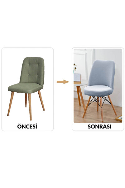 Faiend Yıkanabilir Streç Lastikli Likralı Oval Sandalye Kılıfı - Yuvarlak Sandalye Örtüsü (koyu-gri renk)