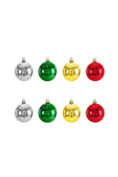 Parti Adresi Christmas Balls - Acetate Boxed, Pine Tree Decorations, Assorted Color, 3 Cm, 16Pcs