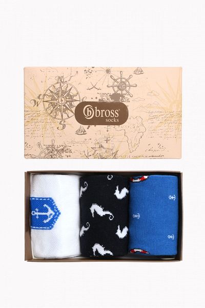 Bross Ανδρικές κάλτσες 3 τεμαχίων σε κουτί Marine Collection 2