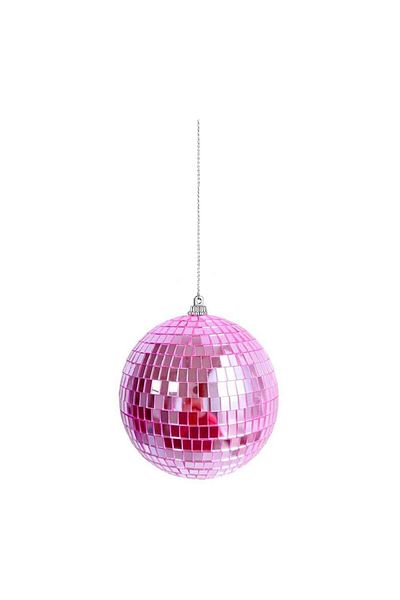 Parti Adresi Pink Pine Tree Pattern New Year's Disco Ball - Mirrored, 12 cm